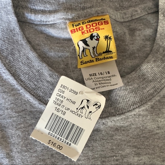 🆕 BIG DOG KIDS youth 16/18 XL Hockey Short Sleeve T-Shirt NWT - Picture 3 of 9